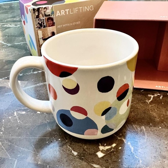 NIB Demdaco Mug by Susan Spangenberg Artsy Abstract Coffee Tea Mug chic ceramic - Picture 3 of 7
